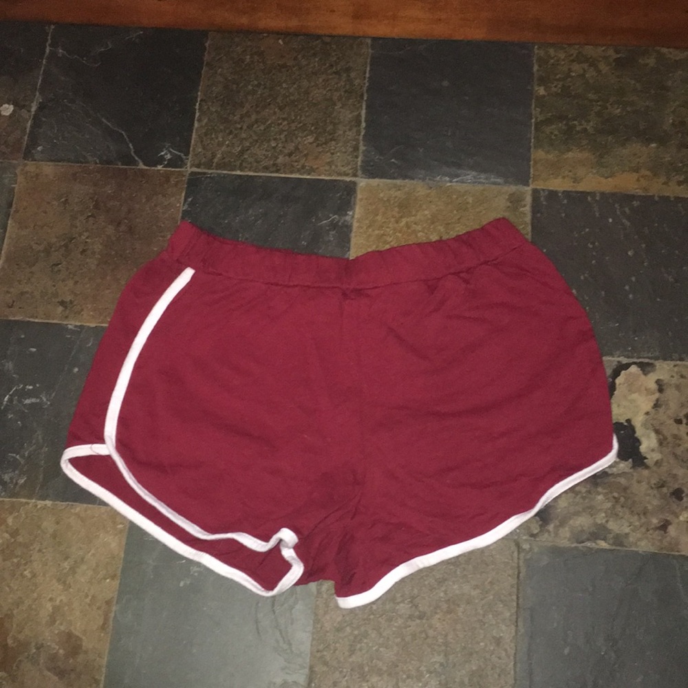 Maroon workout shorts